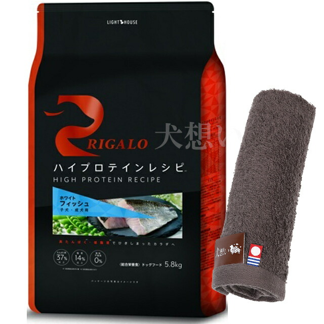 【貨物輸送無料】リガロ ハイプロテインレシピ 犬ころ成犬用 魚族 5.8kg【犬願望すること目あたらしい今治ハンドタオルプレゼント】【西洋手ぬぐい色合い モカ】