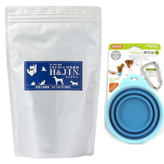 【貨物輸送無料】エイチアンドジン (H\u0026JIN) Premium乳酸菌 H\u0026JIN 毛の荒物用 450g 【平べったいどんぶり鉢差し上げ物】【色合い 青色】 ペット・ペットグッズ-犬用品