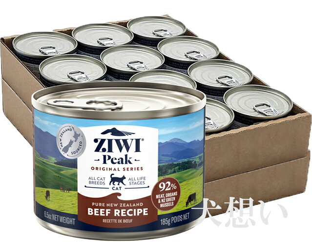 【送料無料】ZIWI Peak ジウィピーク キャット缶 グラスフェッドビーフ 185g&times;12缶｜犬想い