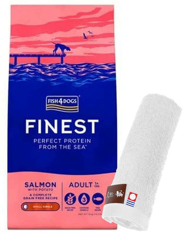 【送料無料】フィッシュ4 ドッグ サーモン小粒 12kg【犬想いオリジナル今治ハンドタオルプレゼント】【タオルカラー ホワイト】