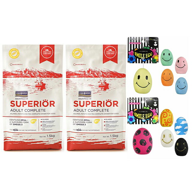 【送料無料】フィッシュ4 ドッグ スーペリア アダルト 3kg（1.5kg×2）【正規品】【犬想いオリジナルセット】【スマイルエッグ付】