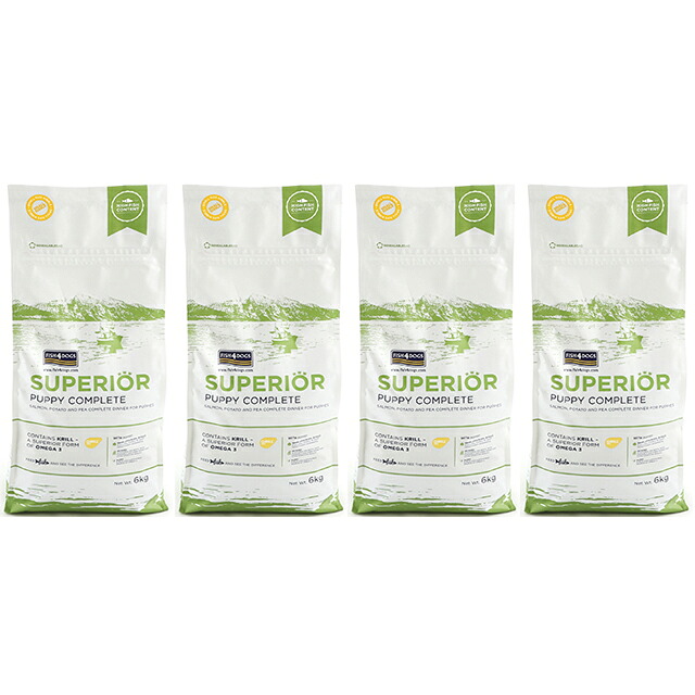 【送料無料】フィッシュ4 ドッグ スーペリア パピー 24kg（6kg×4）