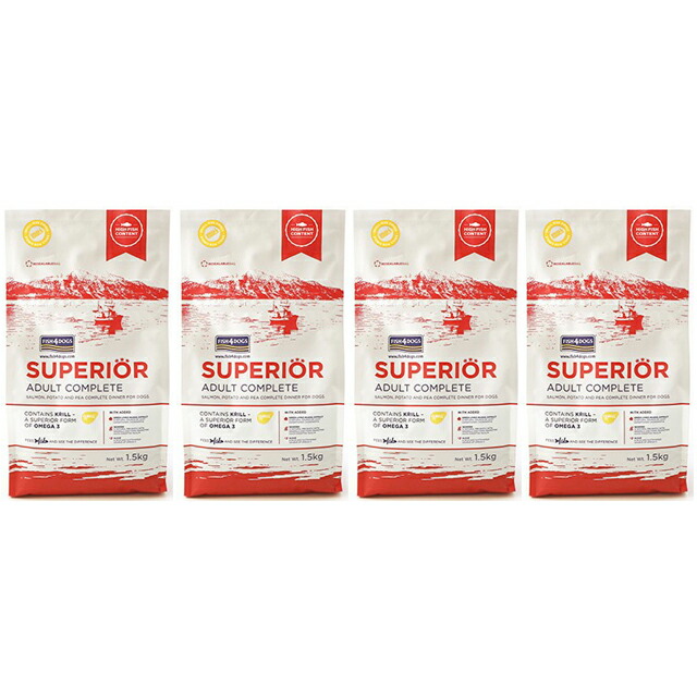 【送料無料】フィッシュ4 ドッグ スーペリア アダルト 3kg(1.5kg×4)|犬想い