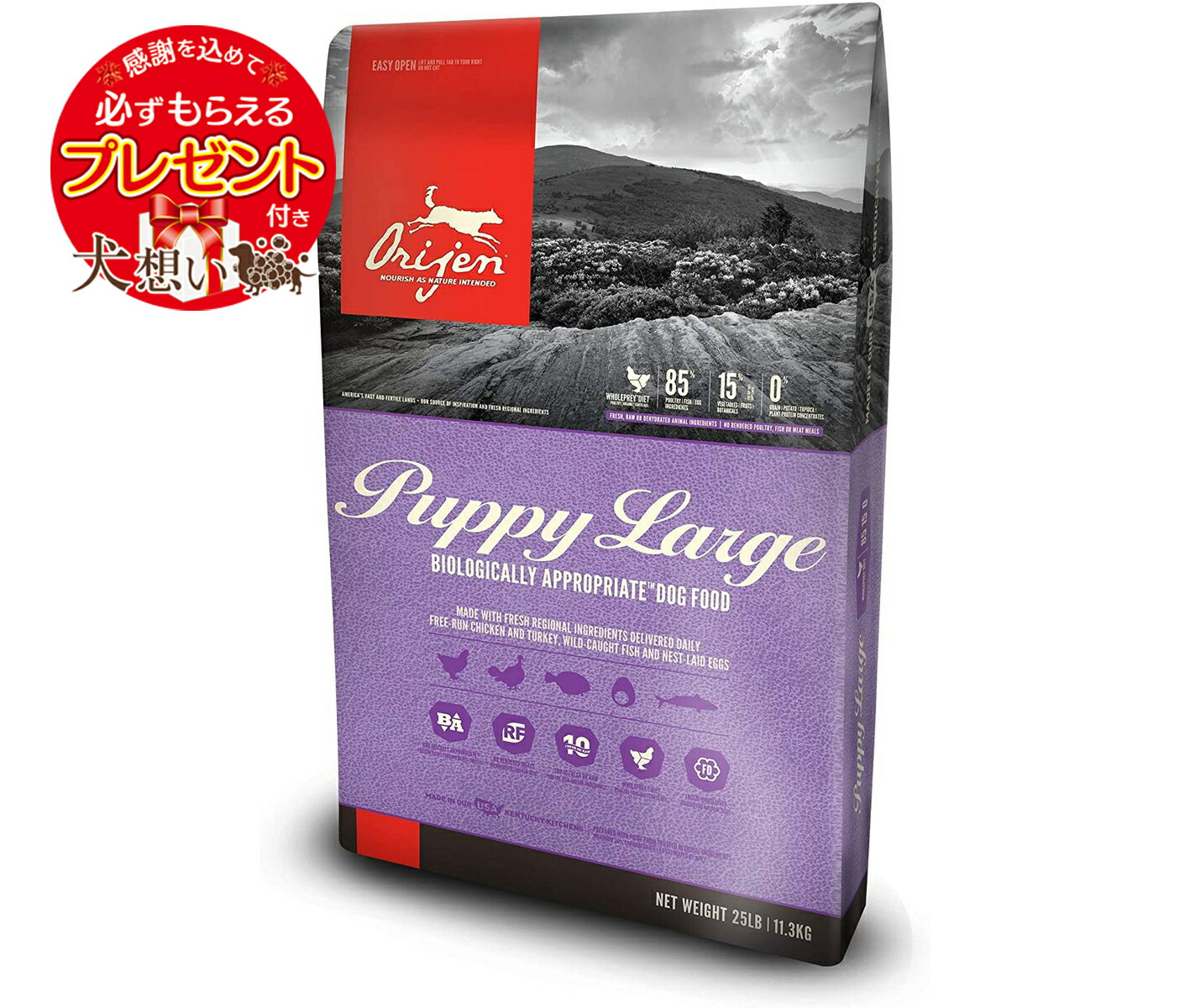 犬は肉食動物 パピーラージ 肉食動物に適した食事 プレゼント付 犬用品 ドッグフード あす楽 送料無料 正規品 オリジン パピーラージ 11 3kg 犬想い 犬は肉食動物 パピーラージ 肉食動物に適した食事 プレゼント付 犬用品 ドッグフード あす楽 送料無料 正規品 オリジン パピーラージ 11 3kg 犬想い