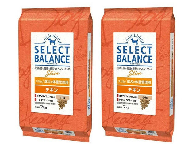 【送料無料】セレクトバランス スリム チキン 小粒 成犬の体重管理用 7kg 2個セット｜犬想い