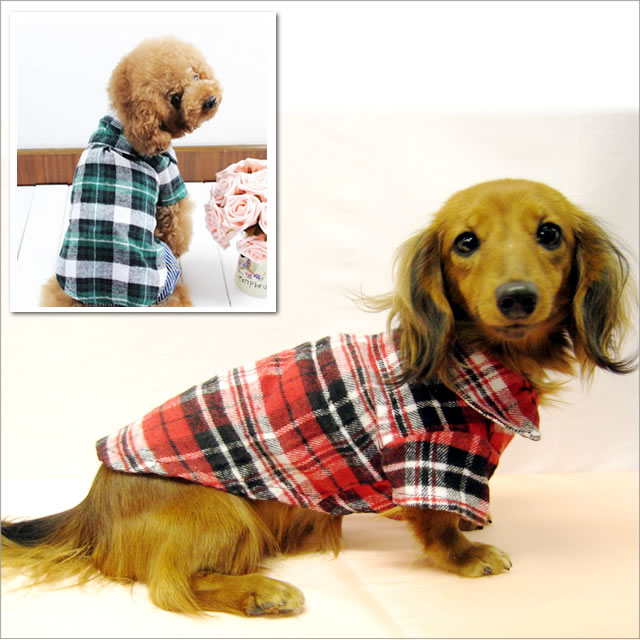 ドッグウェア・犬服・洋服・小型犬用・チェック・シャツ