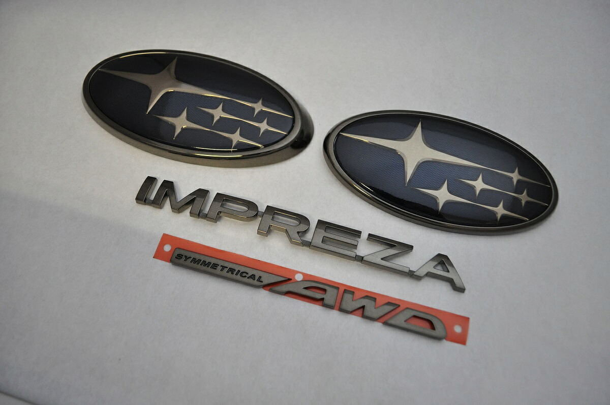 GT インプレッサスポーツ GT2/3 GT6/7 ブラックエンブレム4点SET INVENTER/grow/メッキ/ブラッククローム/ゴールド/車エンブレム/車パーツ/|INVENTER