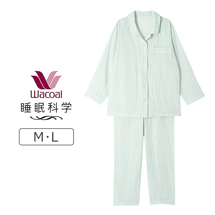 【20％OFF】ワコール 睡眠科学  パジャマ 上下セット レディース 10分丈 10分袖 M/L YDX570