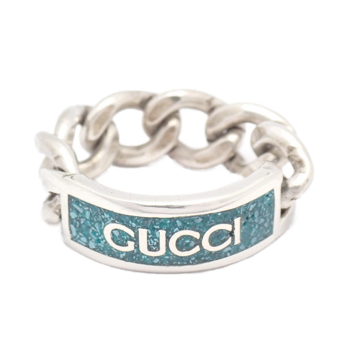 【中古】GUCCI グッチ ゴルメット 喜平チェーン店 輪っか 指環 しろがね色925/エナメル 緑であること 大いさ書きあらわす12 実寸11.5号【いおき質店】