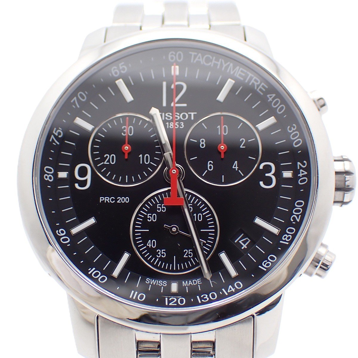 【中古】TISSOT ティソ PRC200 クロノグラフ クォーツ メンズ 腕時計 黒文字盤 純正SSベルト T114417A【いおき質店】|いおき質店 店