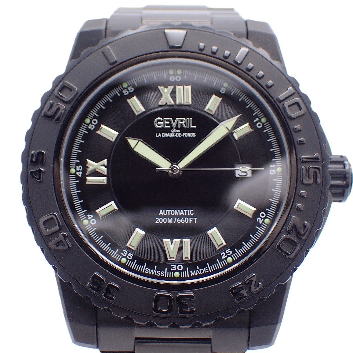 【中古】GEVRIL ジェビル Seacloud 500本制限事項 自動小銃一巻き メンズ ウォッチ 黒いこと 完全無欠SS胴締め 3122B【いおき質店】