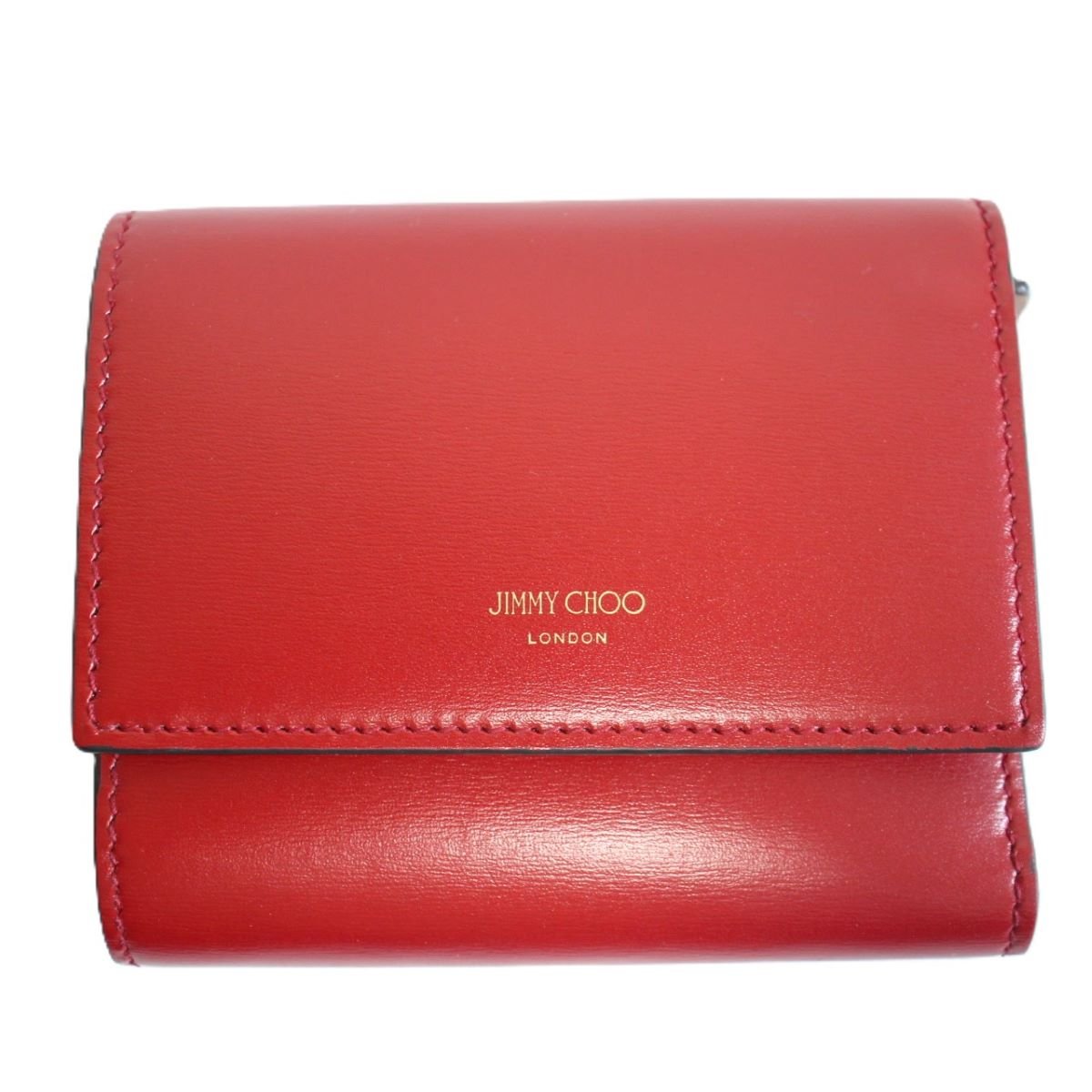 【中古】JIMMY CHOO ジミーチュウ 三つ折り財布 Marinda AYO マリンダ レザーウォレット レッド系【いおき質店】