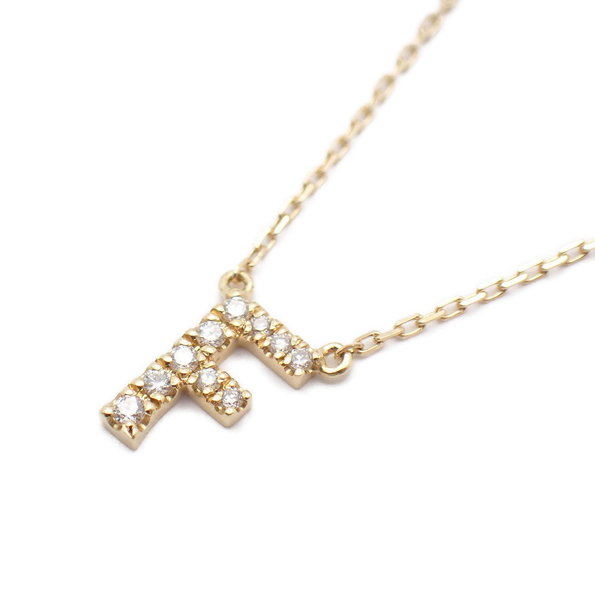 【中古】AHKAH アーカー イニシャル F ネックレス K18YG/ダイヤモンド0.04ct【いおき質店】