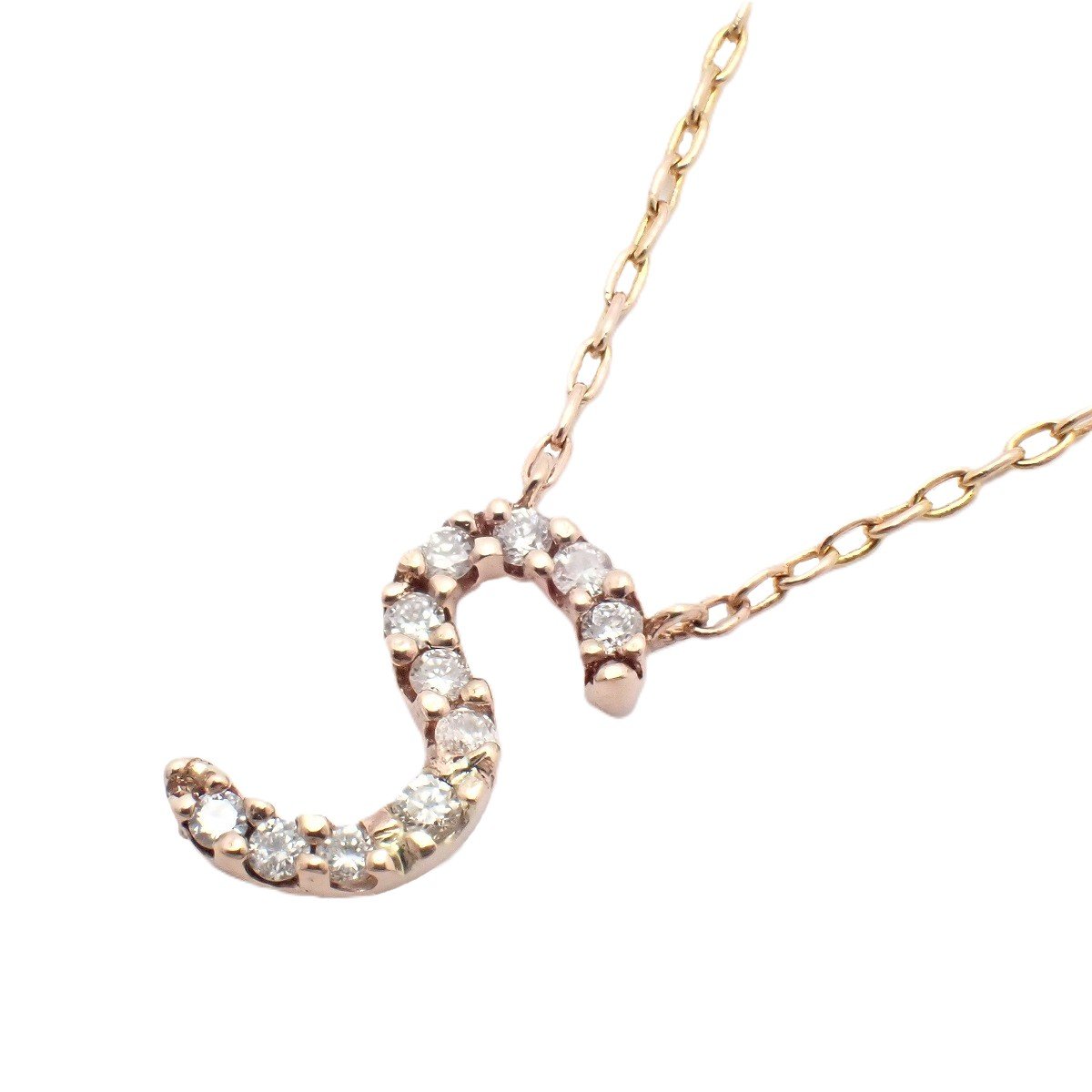 【中古】Folli Follie フォリフォリ イニシャル S ネックレス K10PG/ダイヤモンド0.07ct【いおき質店】