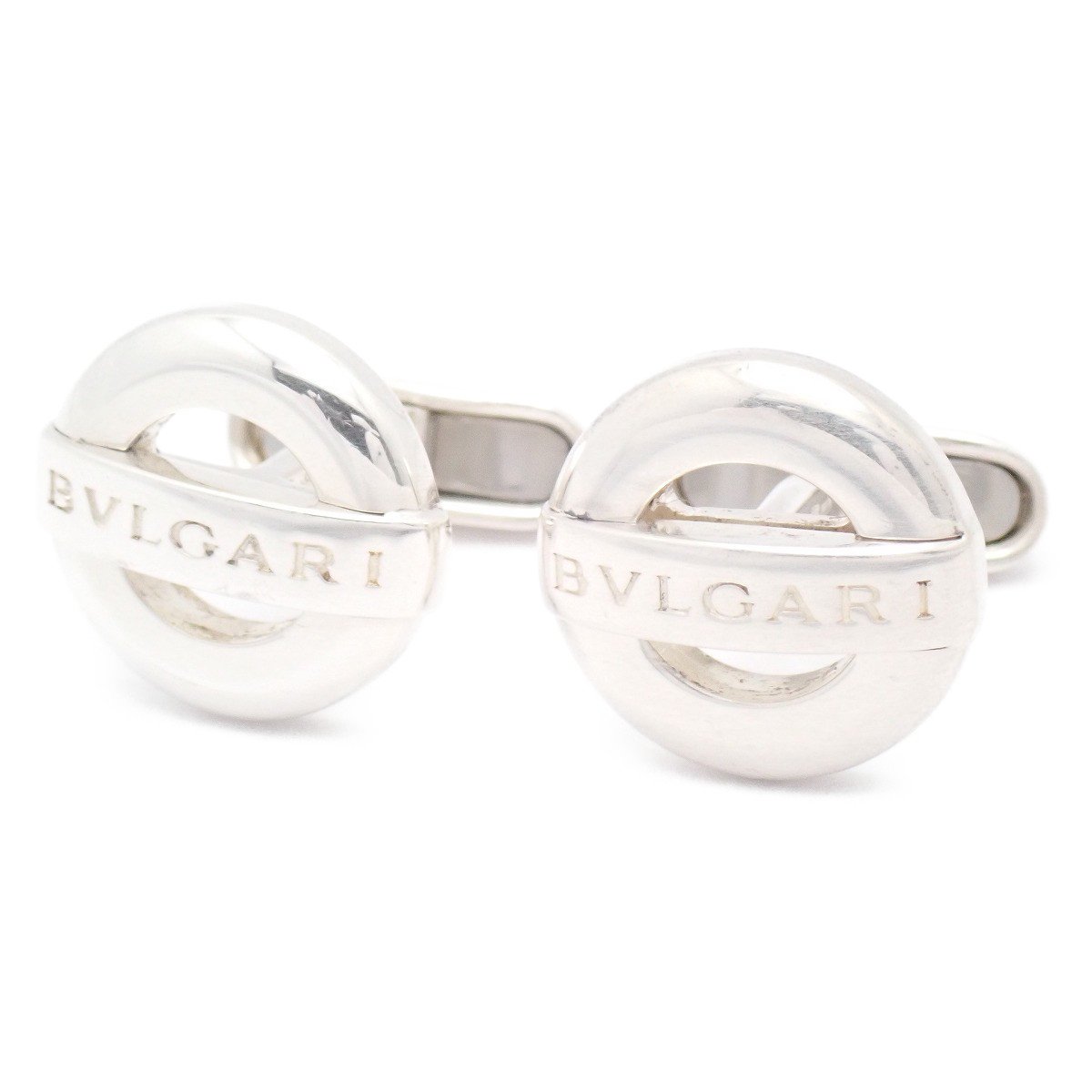 【中古】BVLGARI ブルガリ ラウンド ロゴ カフス カフリンクス シルバー925【いおき質店】