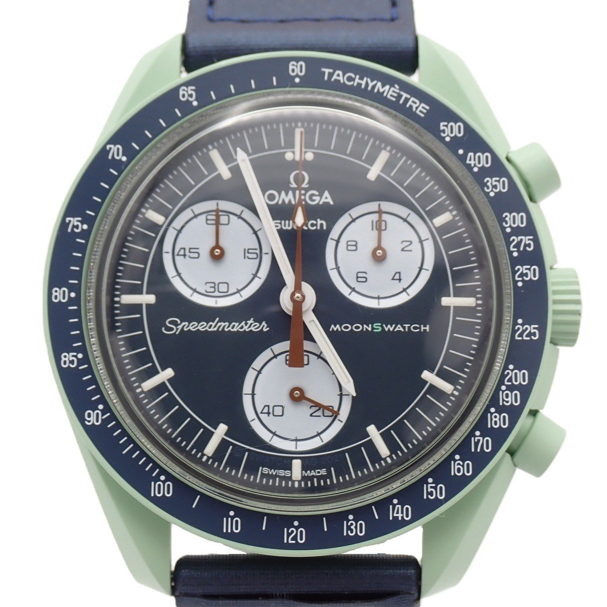 【中古】スウォッチ OMEGA &times; Swatch ミッション オン アース クォーツ メンズ 腕時計 ネイビー文字盤 純正ベルト SO33G100【いおき質店】｜いおき質店 店