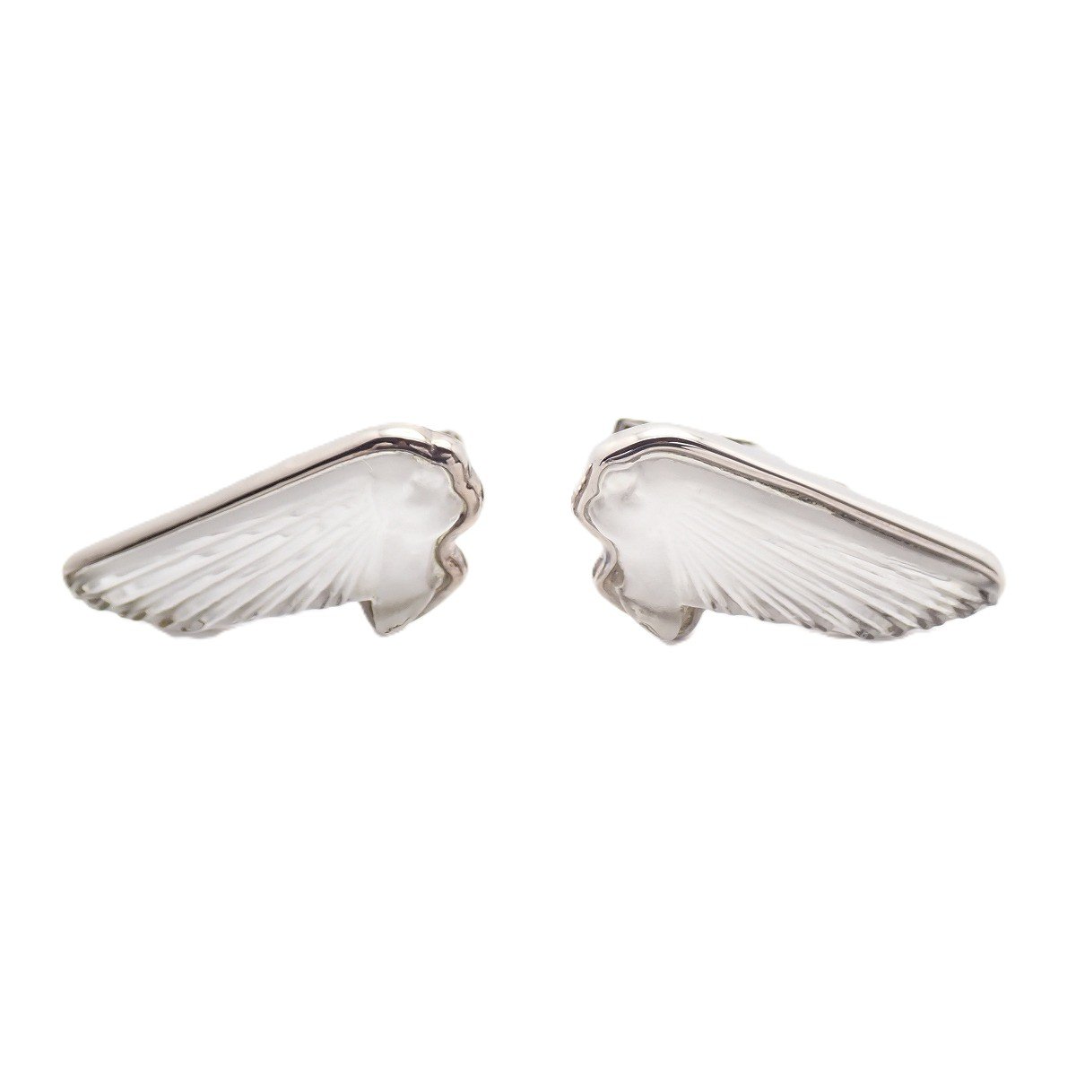 【中古】LALIQUE ラリック ヴィクトワール 折り返し カフリンクス しろがね色色金具/水晶【いおき質店】