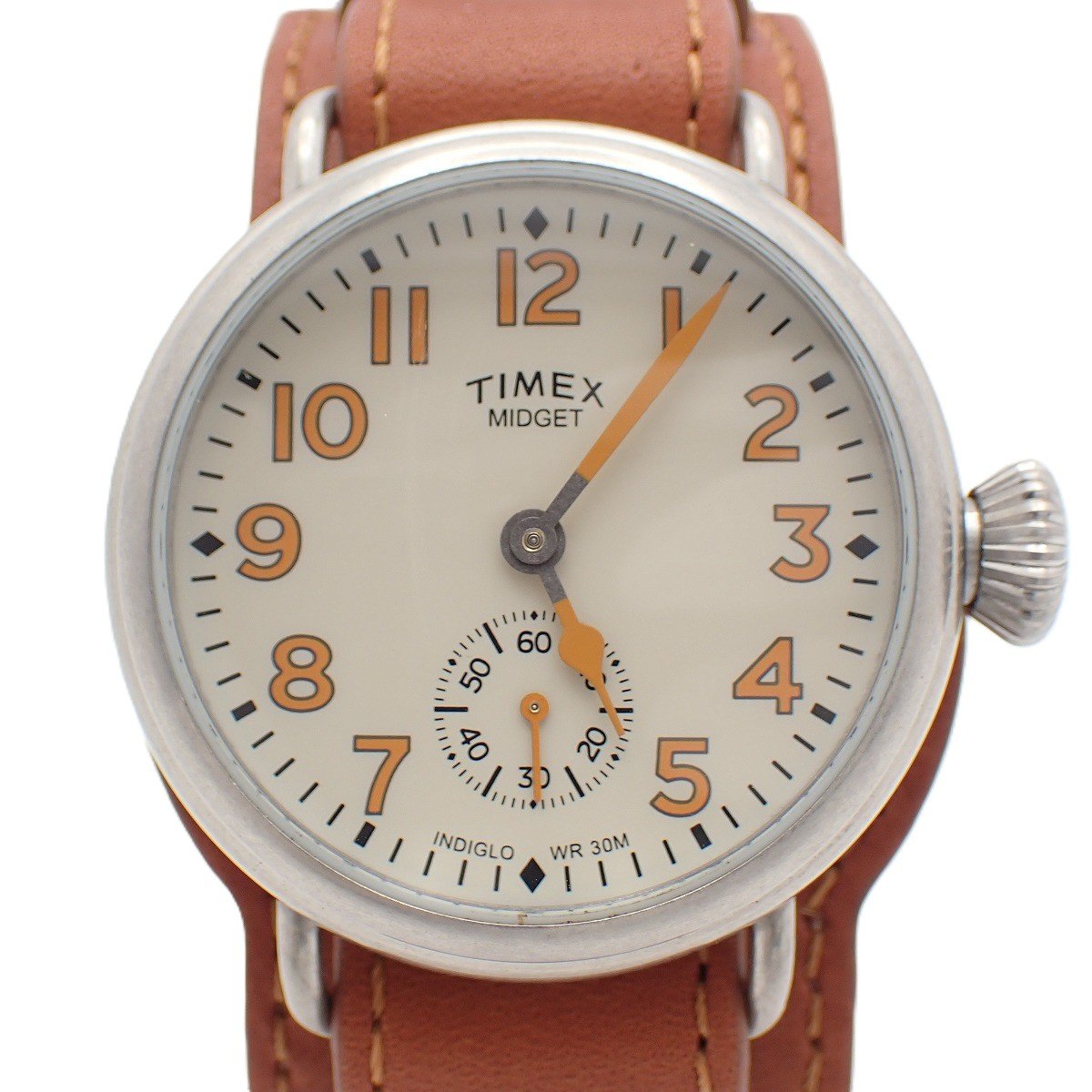 【中古】TIMEX タイメックス ミジェット クォーツ メンズ 腕時計 アイボリー文字盤 純正革ベルト【いおき質店】管理2