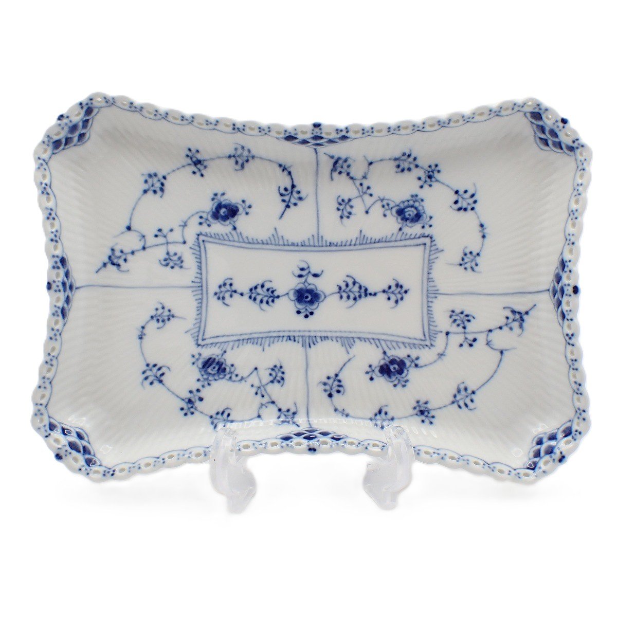 【中古】ROYAL COPENHAGEN ロイヤルコペンハーゲン 青碧盛りだくさん―テッド 盛りだくさんスピード競技 真四角一皿 白いこと×青碧系【いおき質店】