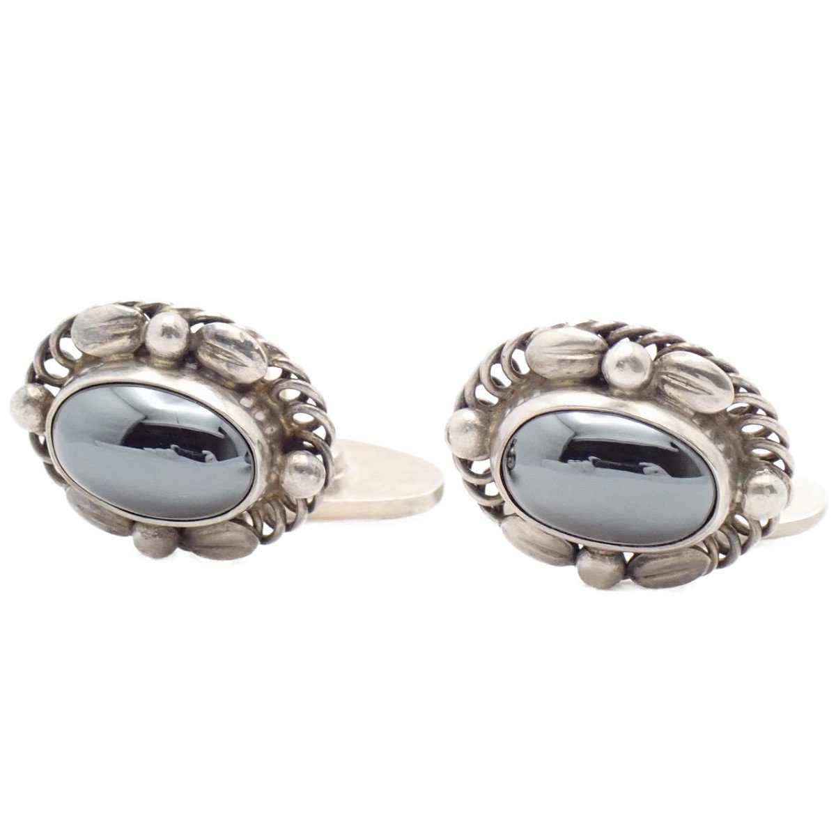 【中古】GEORG JENSEN ジョージジェンセン 17 折り返し カフリンクス しろがね色925/ヘマタイト【いおき質店】