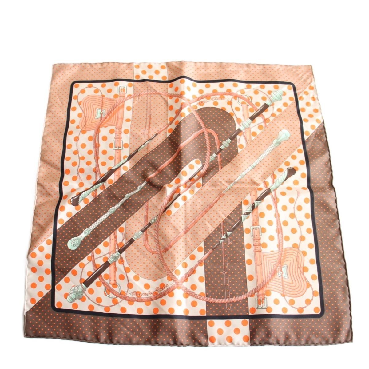 【中古】HERMES エルメス カレ 45 ガヴロッシュ スカーフ クリッククラック シルク100％ ブラウン系【いおき質店】｜いおき質店 店