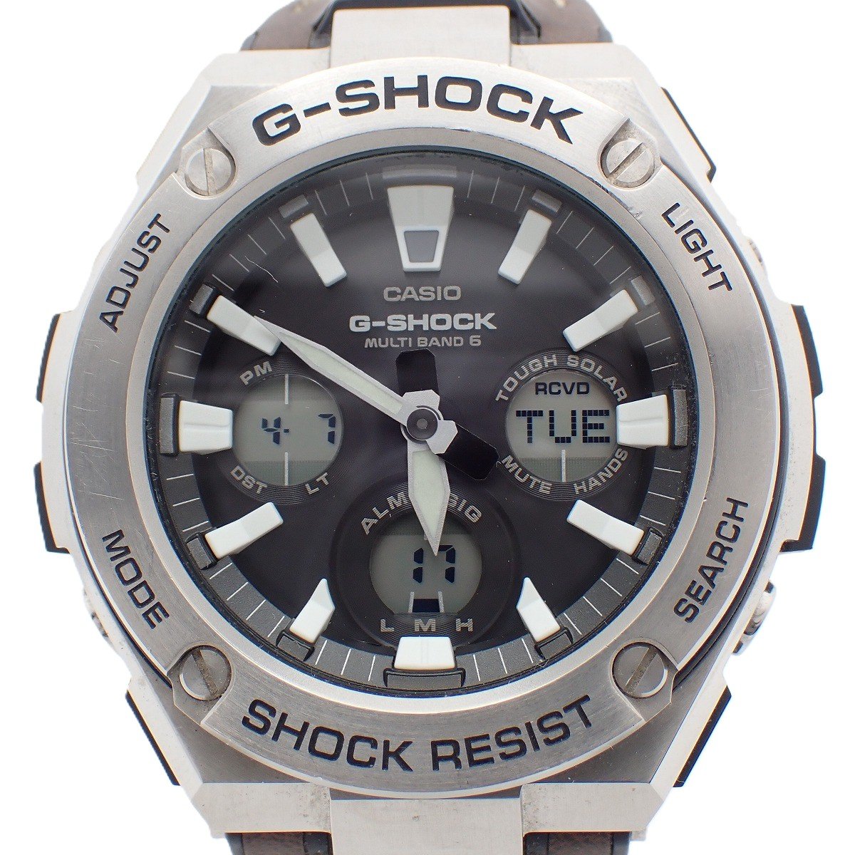 【中古】カシオ G-SHOCK Gスチール ソーラー電波 アナデジモデル メンズ 腕時計 純正タフレザーバンド GST-W130L-1AJF【いおき質店】