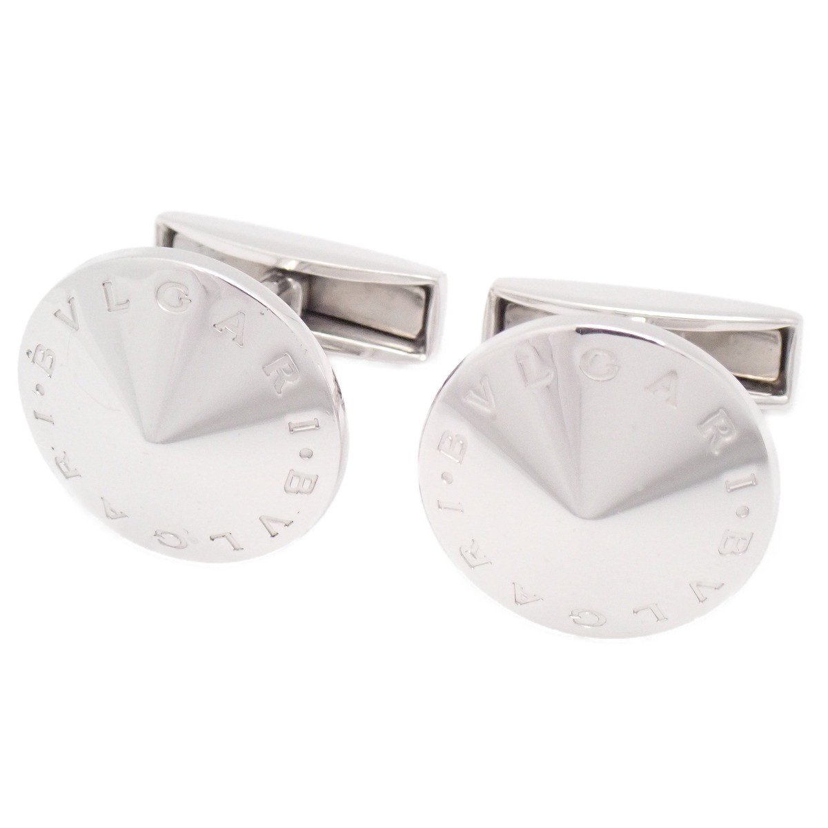 【中古】BVLGARI ブルガリブルガリ ラウンド 折り返し カフリンクス しろがね色925【いおき質店】