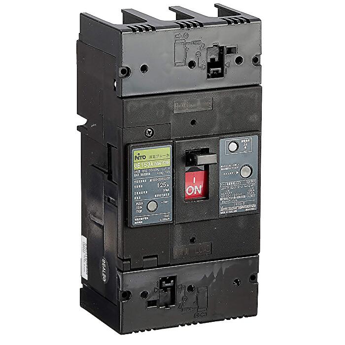日東工業 GE153A 3P 125A F30H 漏電ブレーカ Eシリーズ 経済形 高速形 フレームAF150 極数3P 定格電流125A 定格感度電流30mA|電材アイオライト