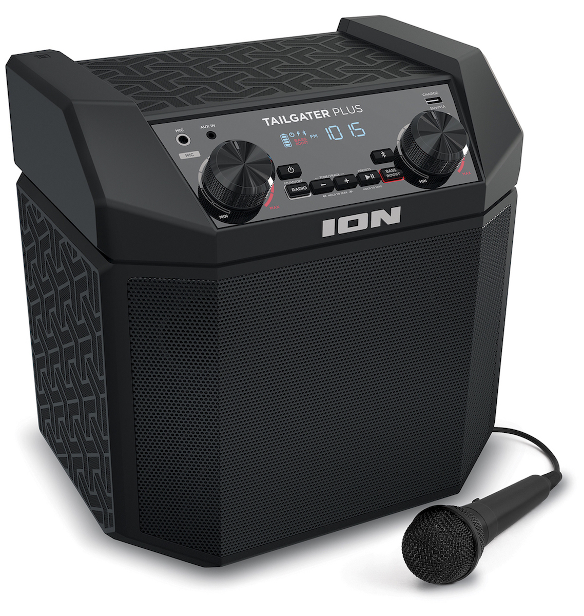 Ion Audio Bluetooth 対応 対応 Am Fmラジオ スピーカー 低音 Tailgater ブースト機能搭載 50時間バッテリー スマホ充電可能 Am Fmラジオ 50w マイク付き Tailgater Plus Ion Audioマイクスピーカー ワイヤレスアンプ ブルートゥーススピーカー ポータブルアンプ 拡声器
