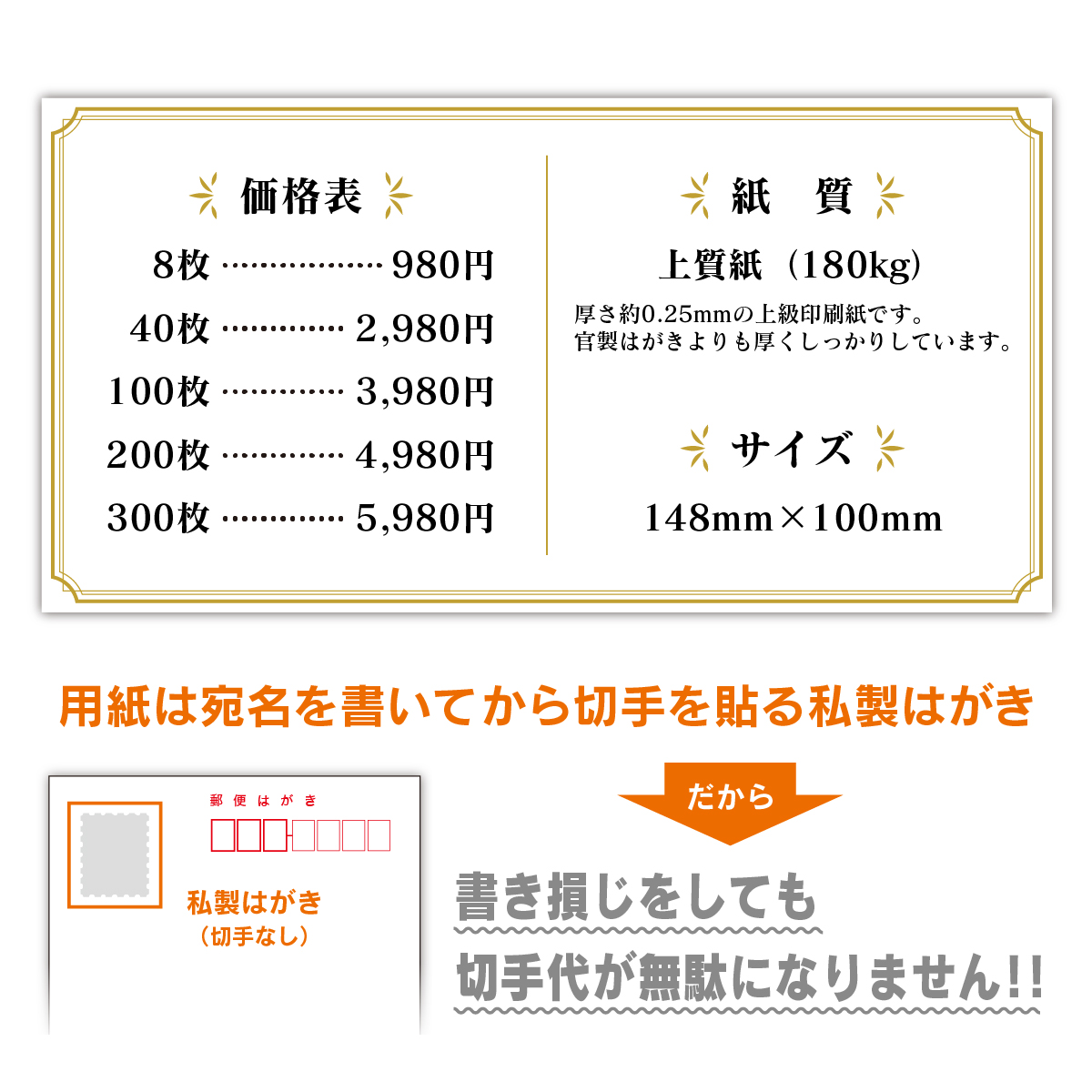 暑中見舞 私製絵はがき印す 生む 300枚 選べるテンプレート 目盛り調整なし Daemlu Cl