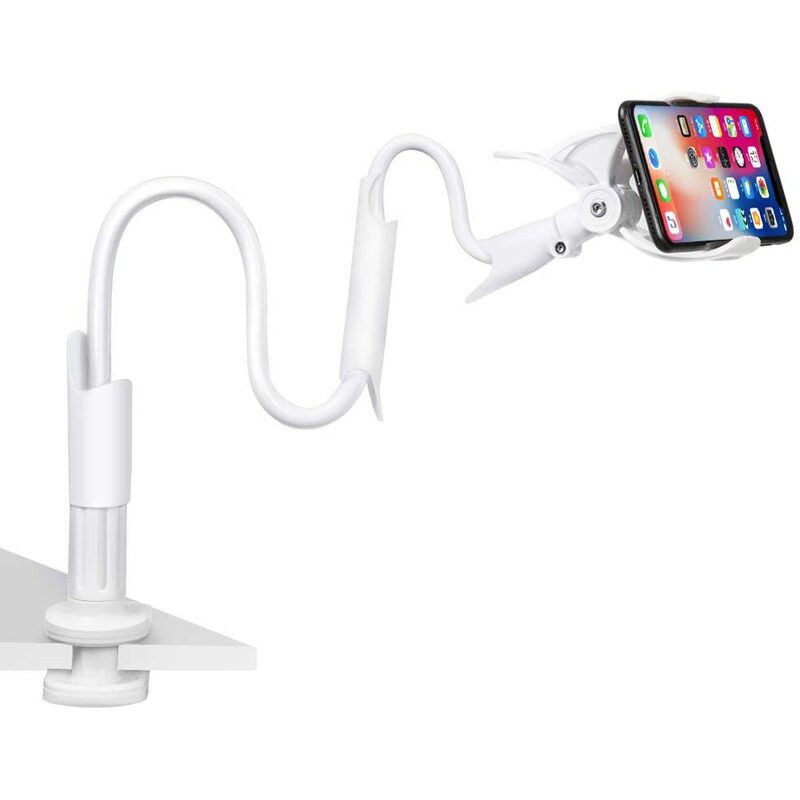 楽天市場 期間限定p5倍 スマホスタンド スマホホルダー 改善版 スマホ アームスタンド 2段調節 撮影 スマートフォンスタンド 母の日 卓上 スマートフォン Iphone Ipad 寝ながら フレキシブル クリップ おしゃれ 携帯 ベッド 角度調節 3 5 6 3インチに対応 ホワイト