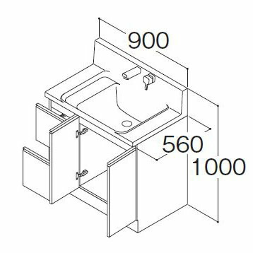 ハウステック ココッシュ 間口90cm 片引き出しタイプ 洗面台本体のみ 洗面化粧台 W900 メーカ直送 送料無料(一部地域のぞく)
