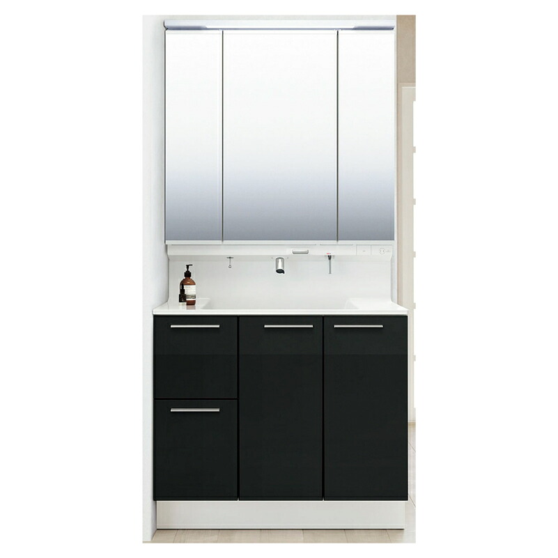 LIXIL クレヴィ 奥行560タイプ 間口900mm 引出タイプ LED照明(スリムLED) プッシュ水栓 洗面化粧台 セット