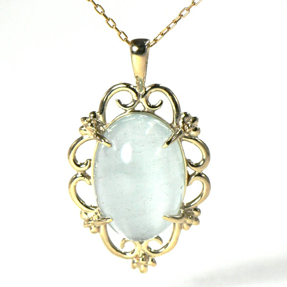 楽天市場】モスアクアマリン K10 ゴールド 天然石 ペンダントトップ