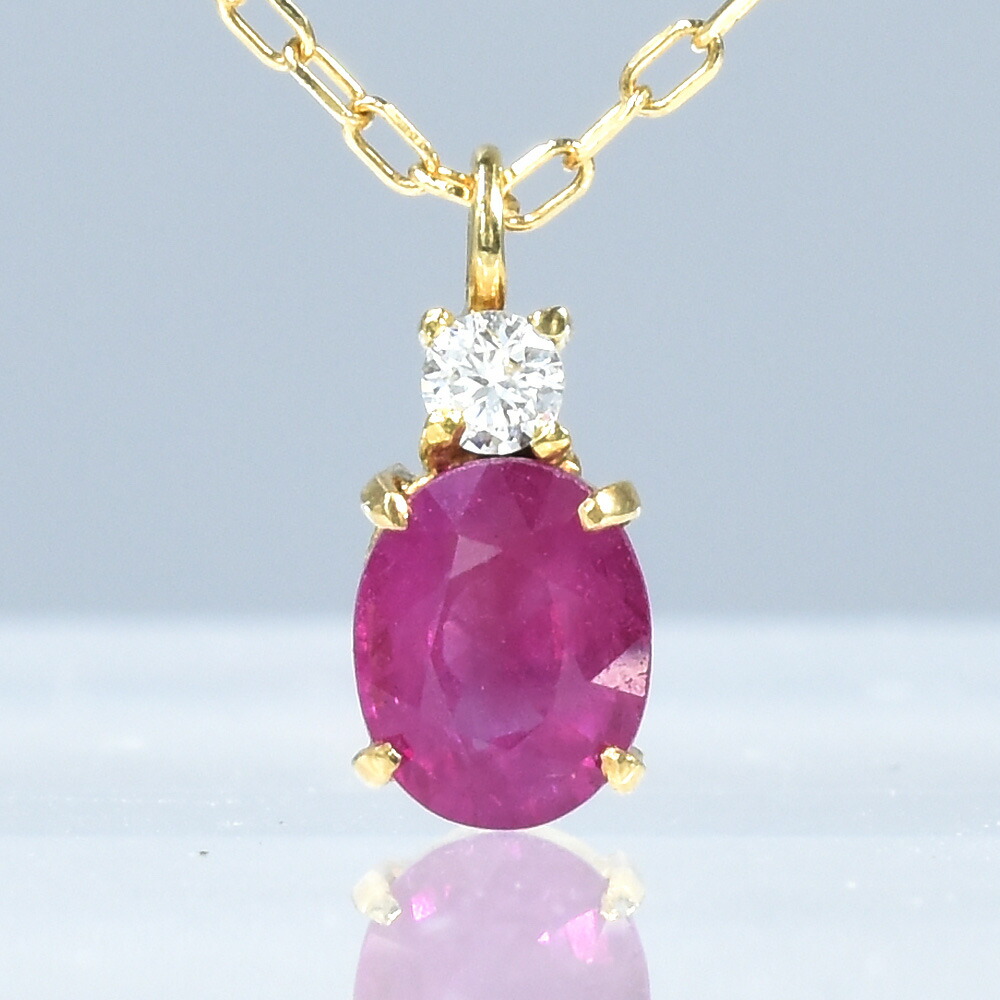 No.1324【K18】大きめ 宝石質 ルビー ドロップカット ペンダントトップ No.1324【K18】大きめ 宝石質 ルビー ドロップカット ペンダント