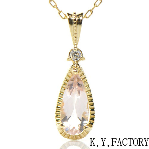 モルガナイト ダイヤ オリジナルカット ペンダント トップ K18ゴールドBX003-YP-114｜K.Y.FACTORY