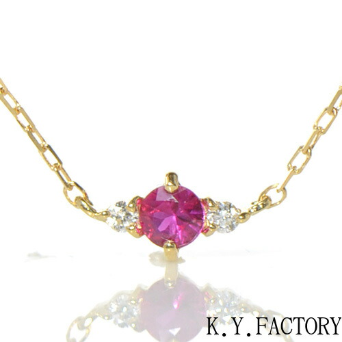 上質 ルビー ダイヤ ペンダント ネックレス　K18ゴールド トリア CC061-YP-113