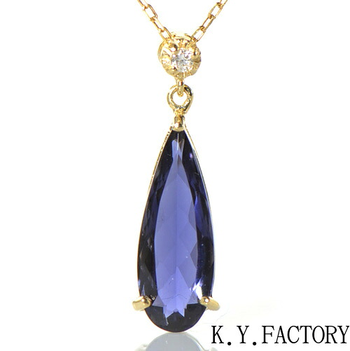 アイオライト ダイヤモンド ペンダント トップ K18イエローゴールド YK-BK0499|K.Y.FACTORY