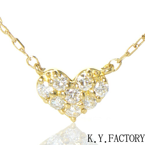 ダイヤモンド ペンダント　ハートモチーフ K18ゴールド YK-BK036CI（HA-3646） K18 YG WG PG 4月誕生石 パヴェ ネックレス