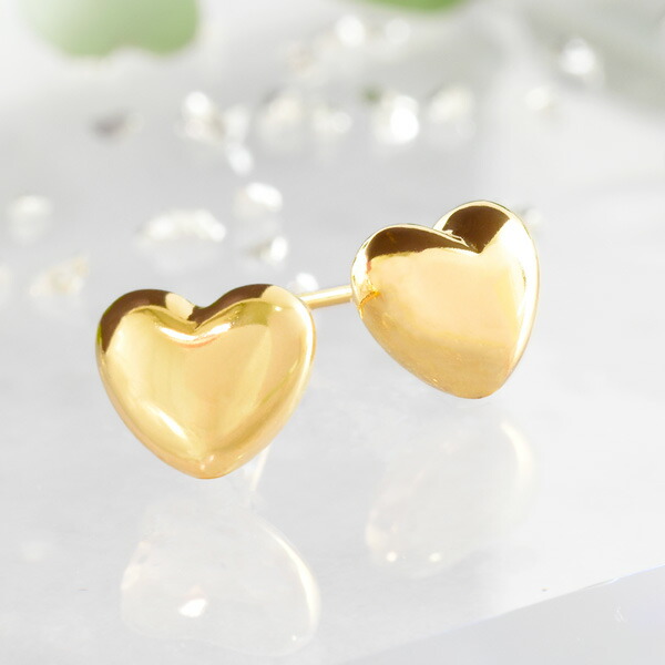 楽天市場】ハート ピアス K18イエローゴールド 地金ピアス 【SS】【S