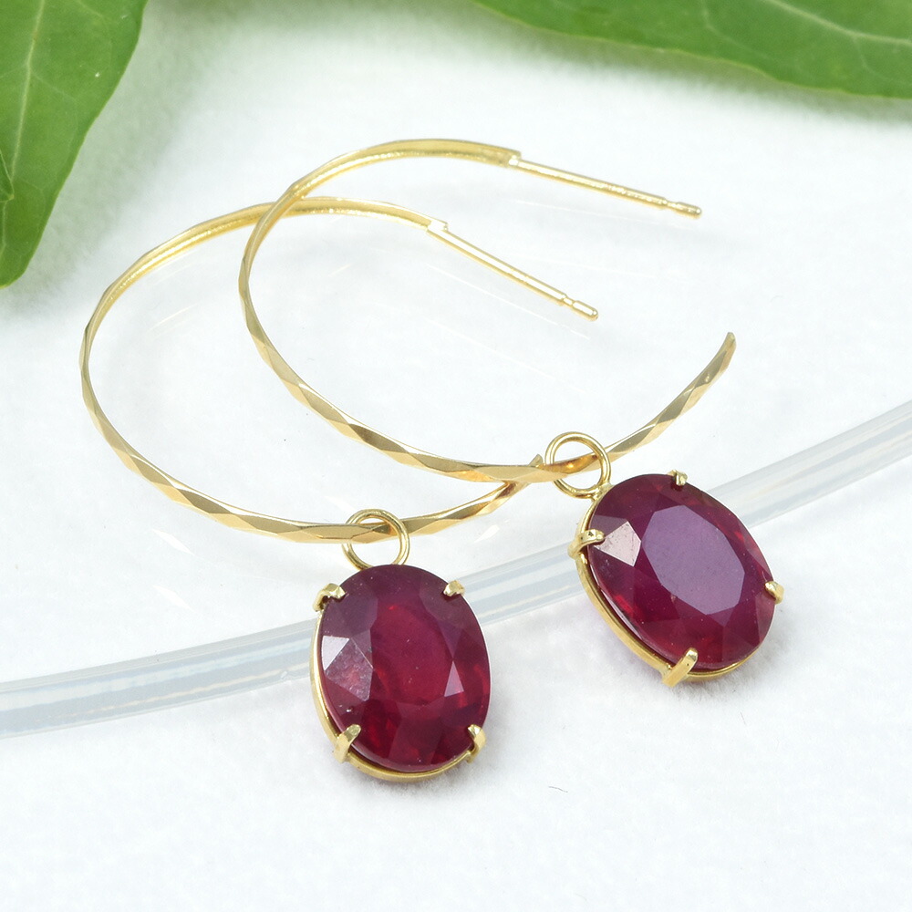 楽天市場】ルビー ピアス チャーム K18イエローゴールド YK-BI048-28