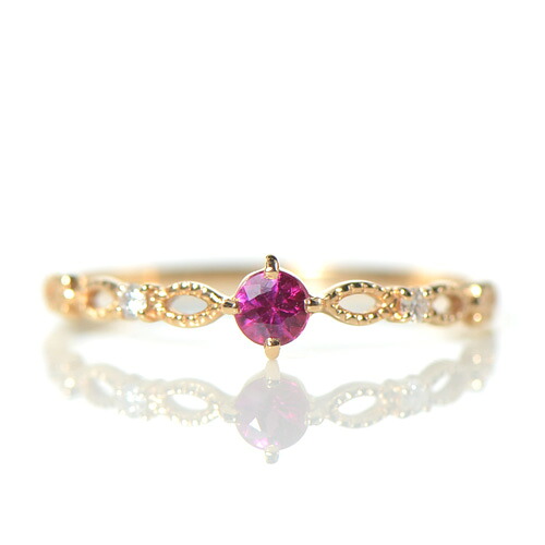 【7月誕生石SALE】¥74,800→¥59,800ルビー リング K10ゴールドフォリア CC053-YR-057|K.Y.FACTORY