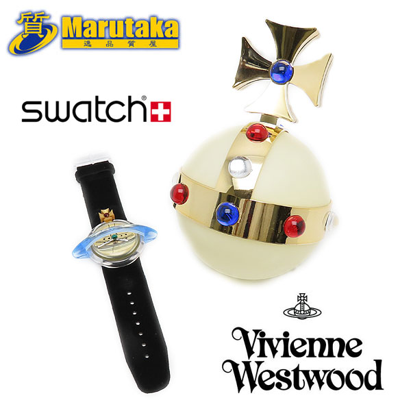 限定49 999本 ヴィヴィアンウエストウッド スウォッチ コラボ ポップ オーブ Vivienne Westwood Swatch クォーツ 1993年 ケース 腕時計 地球 逸品質屋 丸高 中古 送料無料 Mozago Com