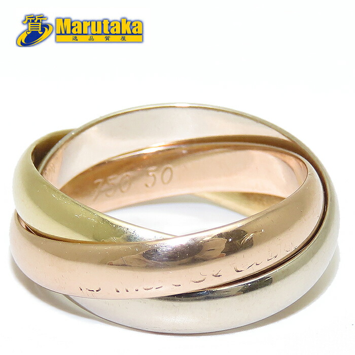 楽天市場】カルティエ Cartier トリニティ リング MM K18YG/K18PG