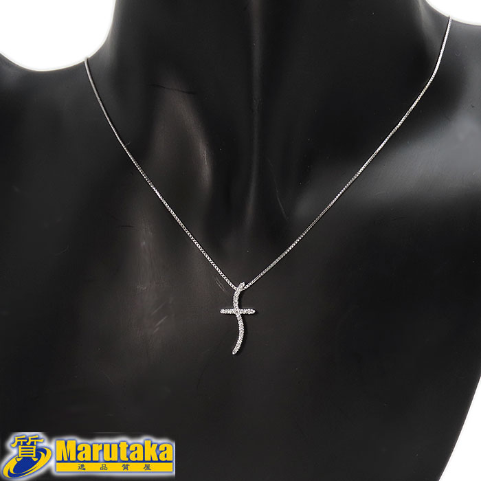 K18WG ダイヤモンド ネックレス アルファベット f LA Soma ベネチアンチェーン 18金ホワイトゴールド 逸品質屋 丸高 21k153-4【中古】【送料無料】【質屋出品 兵庫県 西宮市 実店舗あります】【洗浄済みです】【適格請求書発行事業者】
