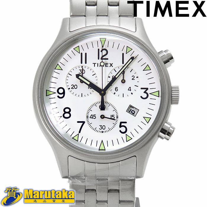 TIMEX タイメックス TW2R68900 クロノグラフ 42mm ホワイト クォーツ メンズ 腕時計 逸品質屋 丸高 23k132-3【中古】【送料無料】【質屋出品 兵庫県 西宮市 実店舗あります】【ご購入日より当社保証３ヶ月間】【適格請求書発行事業者】