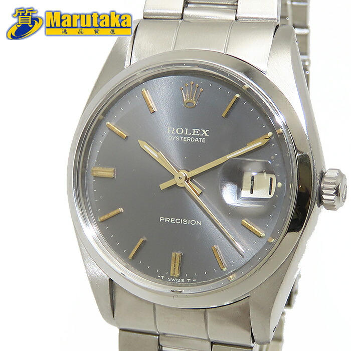 ROLEX 6694 手巻 34mm 1972年 ヴィンテージ グレー ロレックス 国際サービス保証書 逸品質屋 丸高 尼崎市 ステンレス 中古 送料無料 腕時計 SS アンティーク 巻きブレス 兵庫県 Vintage Antique Marutaka お洒落 3列 買取 カレンダー 3針 Pawn shop バーインデックス