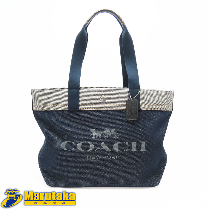 コーチ 大容量 A4収納可 斜め掛け可 デニム メッセンジャーバッグ ネイビー COACH コーチ バッグ トートバッグ ショルダーバッグ デニム