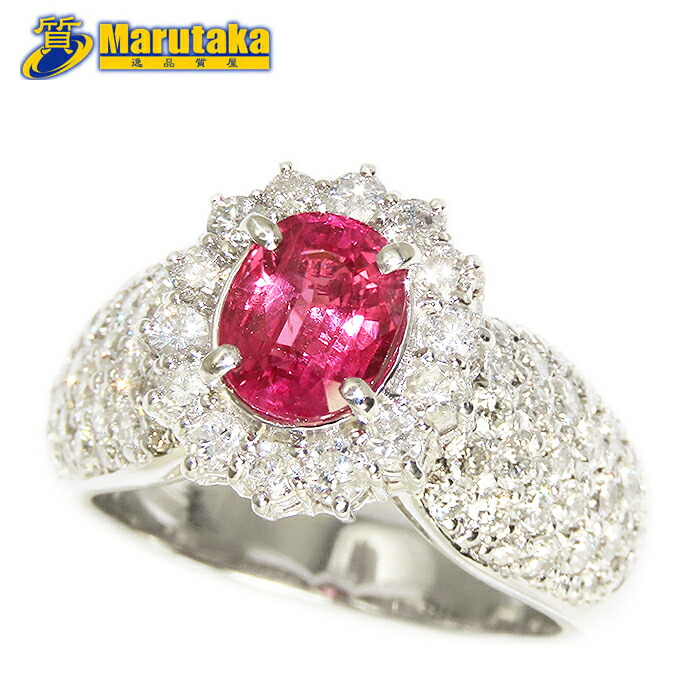ルビー ダイヤモンド リング 12号 鑑別書 Pt900 R1.49ct D1.55ct 14.7g レッド 逸品質屋 丸高 尼崎市 Ruby Diamond Platinum Ring Marutaka USED jewelry 兵庫県 送料無料 中古 買取 プレゼント ファッション お洒落 コランダム 豪華 ゴージャス 赤 宝石 ジュエリー