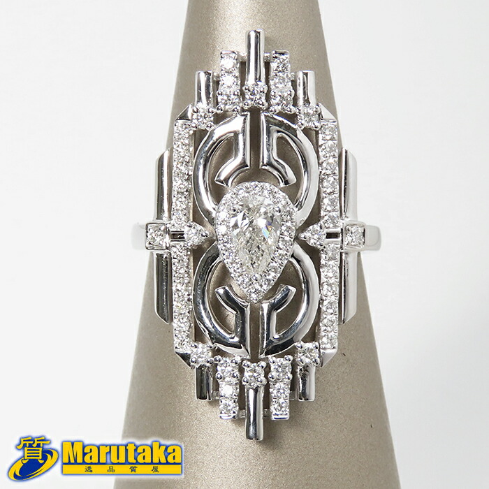【Pt900 ダイヤモンド リング】プラチナ ペアシェイプカット ダイヤモンド 0.304ct I/SI1 中央宝石研究所ソーティング付 指輪 レディース ジュエリー 中古 サイズ直しご相談ください 新品仕上げしてます 送料無料 質屋出品 兵庫県 西宮市 実店舗あります ボリューム